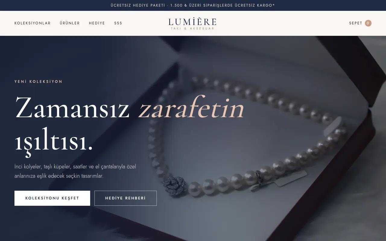 Takı & Mücevher E-Ticaret Web Sitesi — Lumière